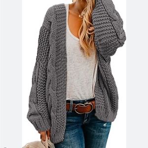 Topshop Cable Knit Longline Cardigan